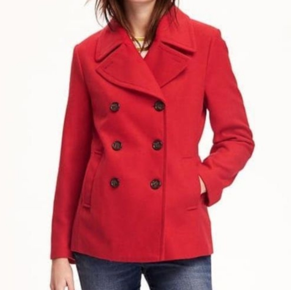 Old Navy Jackets & Blazers - Old Navy red wool blend pea coat